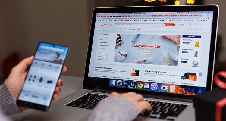 E-commerce product page on a monitor