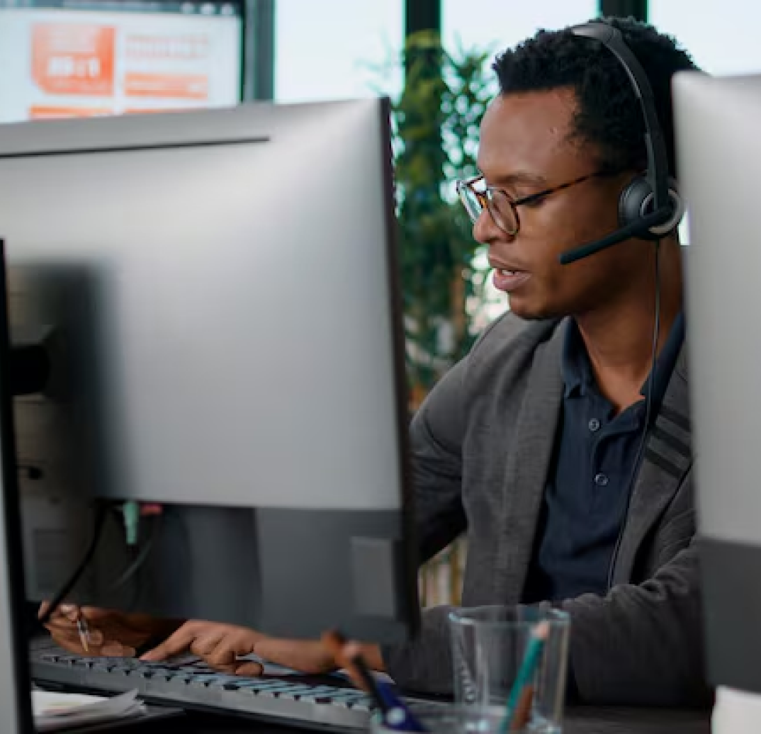 Digital operations specialist at a workstation